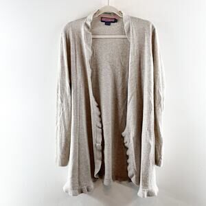 Vineyard Vines Light Beige Open-Front Ruffled Cardigan